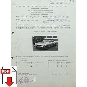 1969 Chevrolet Chevy S.S. 250 (Argentina) FIA homologation form PDF download